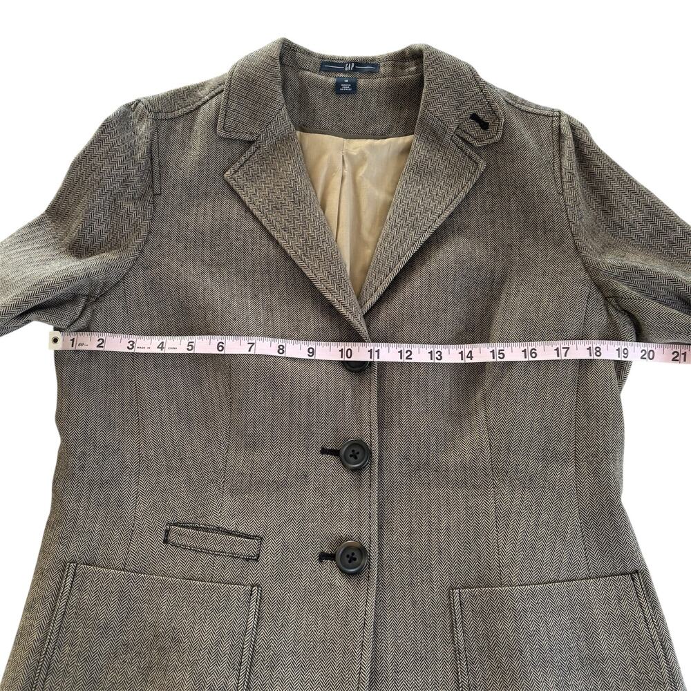 Gap Wool Brown Herringbone Pattern Button Up Blaz… - image 3